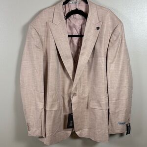 2 Piece Set Stacy Adams Light Camel Single-Breasted Sport Coat with Vest NWT